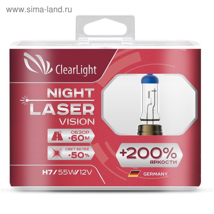 Лампа автомобильная, HВ4 Clearlight Night Laser Vision +200% Light, набор 2 шт - Фото 1