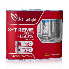 Лампа автомобильная, H4 Clearlight X-treme Vision +150% Light, набор 2 шт