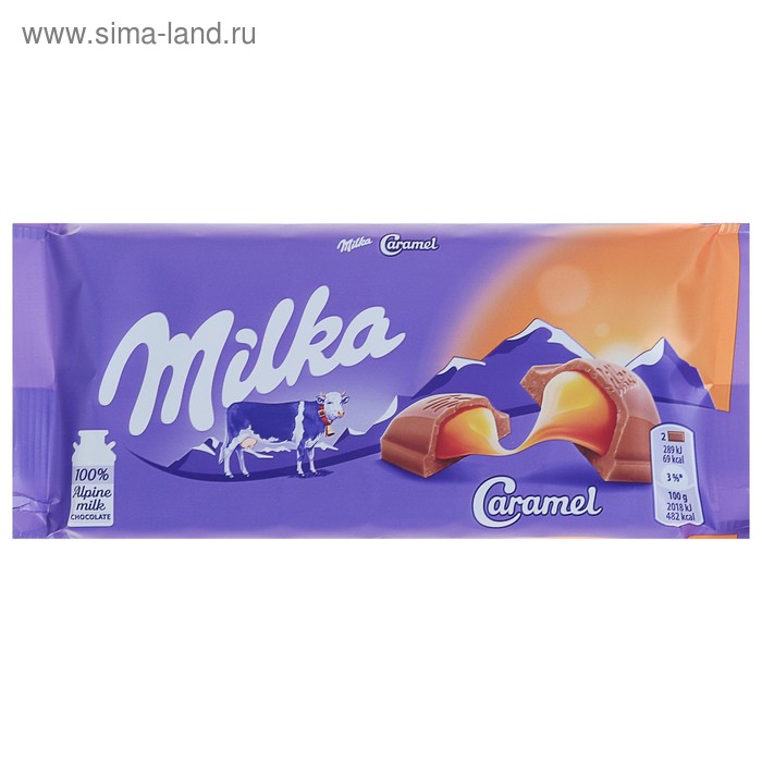 Молочный шоколад Milka Caramel, 100 г - Фото 1