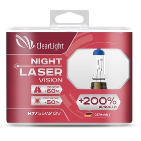 Лампа автомобильная, H8 Clearlight Night Laser Vision +200% Light, набор 2 шт 4328657