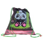 Рюкзак каркасный Hummingbird TK 37 х 32 х 18 см, мешок, для девочки, «Панда», чёрный/зелёный - Фото 8