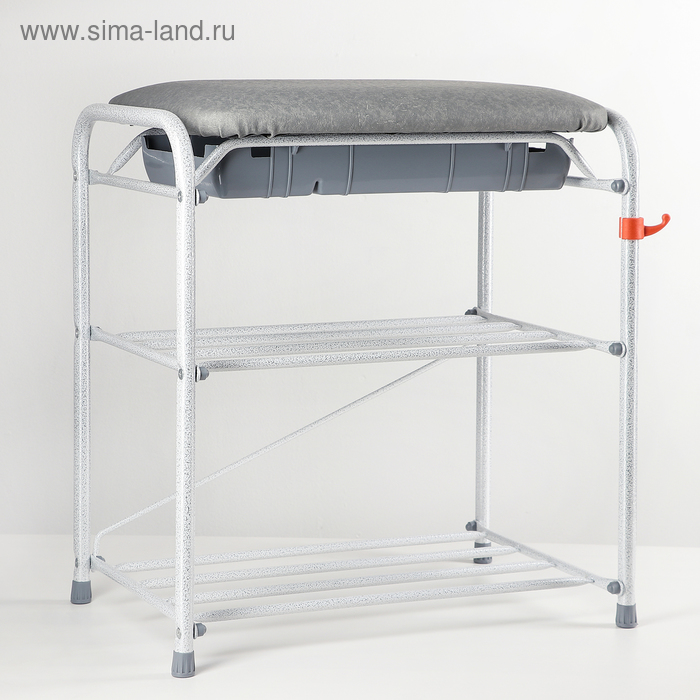 Подставка для обуви с сиденьем и ящиком, 3 яруса, 45×30×48 см, цвет белое серебро - Фото 1