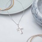 Кулон "Крест", цвет белый в серебре, 43 см - Фото 1