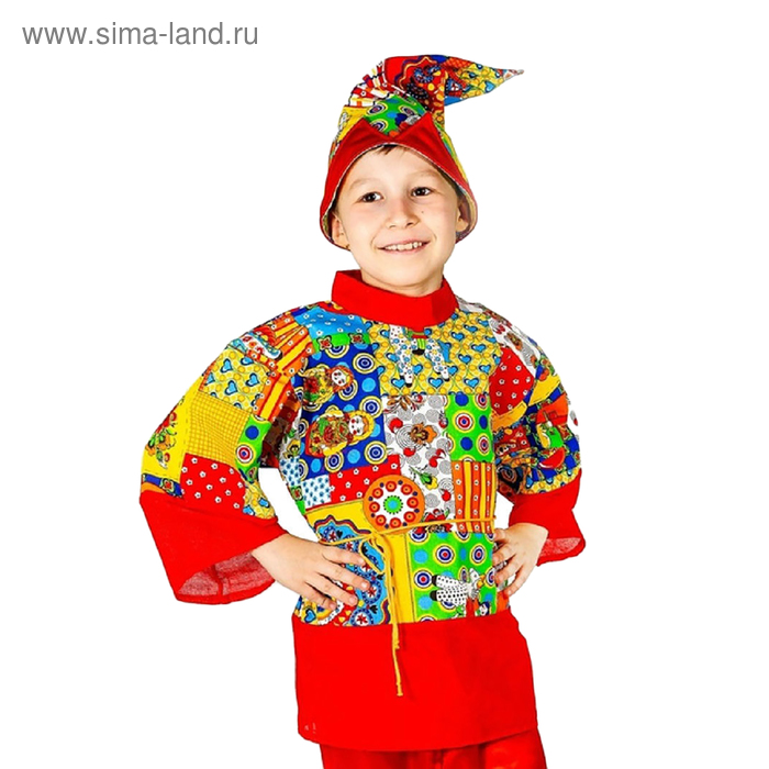 Карнавальный костюм "Петрушка", рубаха, колпак, 3-5 лет, рост 104-116 см - Фото 1