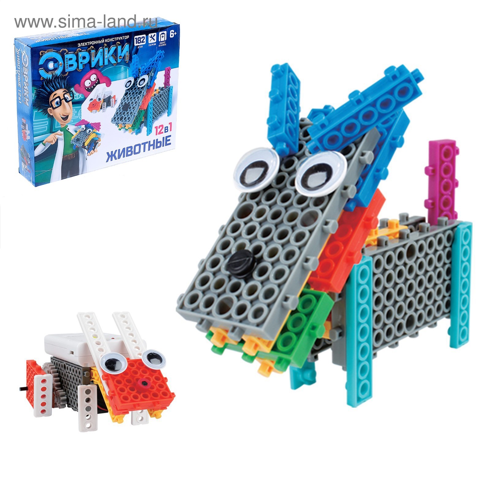 Электронный конструктор «Животные», 12 вариантов сборки, 182 детали ...