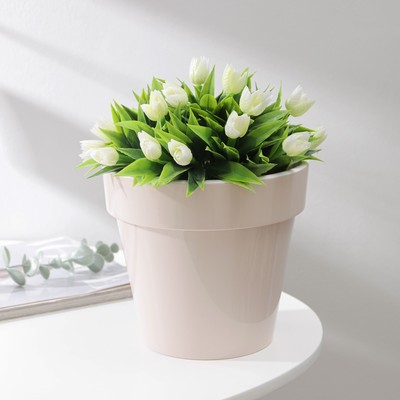 Кашпо для цветов со вставкой «Порто», 2.4 л, цвет жемчужный