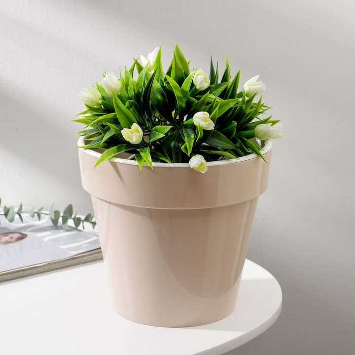 Кашпо для цветов со вставкой «Порто», 3.5 л, цвет жемчужный - Фото 1