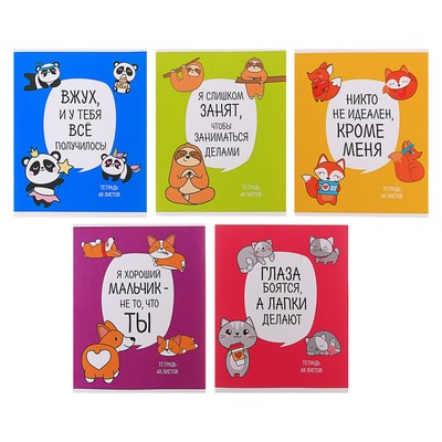 Тетрадь 48 листов в клетку, Calligrata «Лапки», МИКС