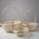 Корзина плетёная для хранения, ива, круглая, отбеленная, набор 3 шт. - Фото 1