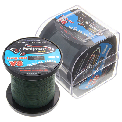 Леска V8 на карпа, d=0,3 мм, 1000 м, 12,06 кг, цвет тёмно-зелёный