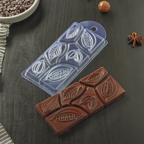 Форма для шоколада и конфет пластиковая «Какао дольки», 7×15×1 см, цвет прозрачный