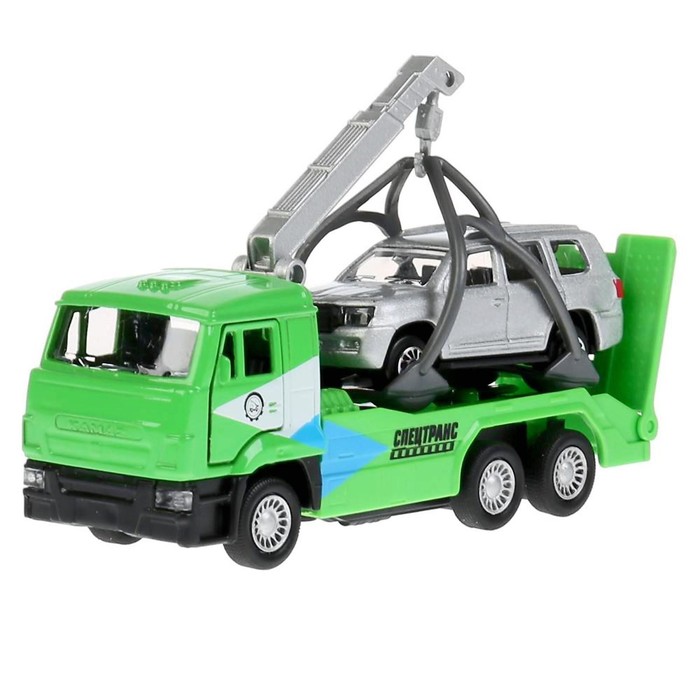 Набор металлических инерционных машин «Камаз-эвакуатор + Toyota Land Cruiser», 12 см и 7,5 см - Фото 1