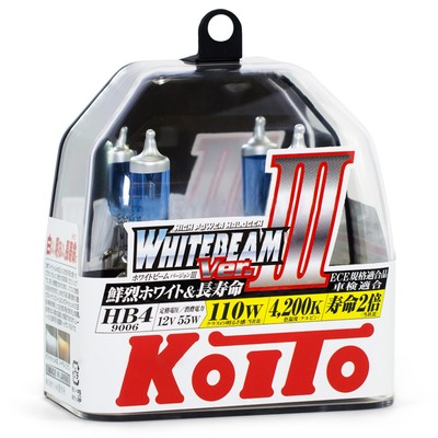 Лампа автомобильная Koito, HB4/9006 12 В, (55w) (100w) P22d Whitebeam III 4200K , 2 шт