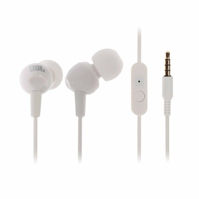 Наушники JBL C100SI, вакуумные, микрофон, 100 дБ, 16 Ом, 3.5 мм, 1.2 м, белые