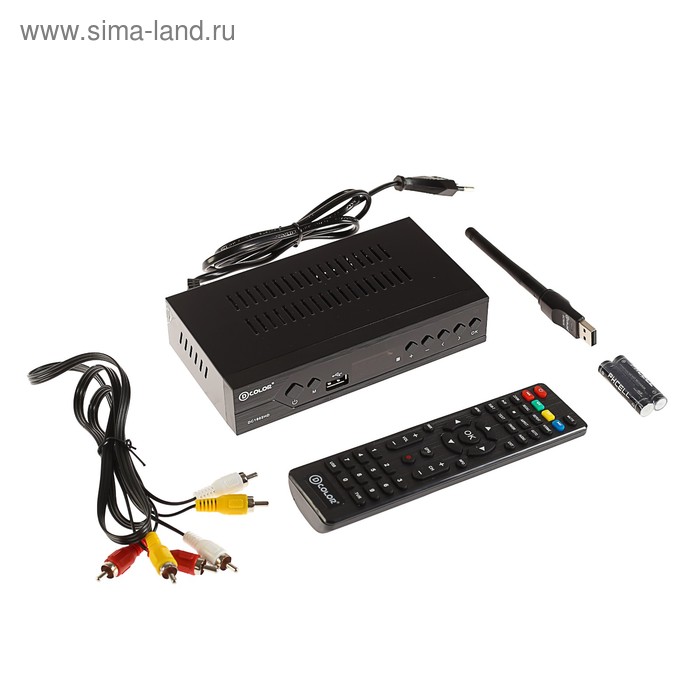 Приставка для цифрового ТВ D-COLOR DC1802HD, FullHD, DVB-T2, дисплей, HDMI, RCA, USB, Wi-Fi - Фото 1