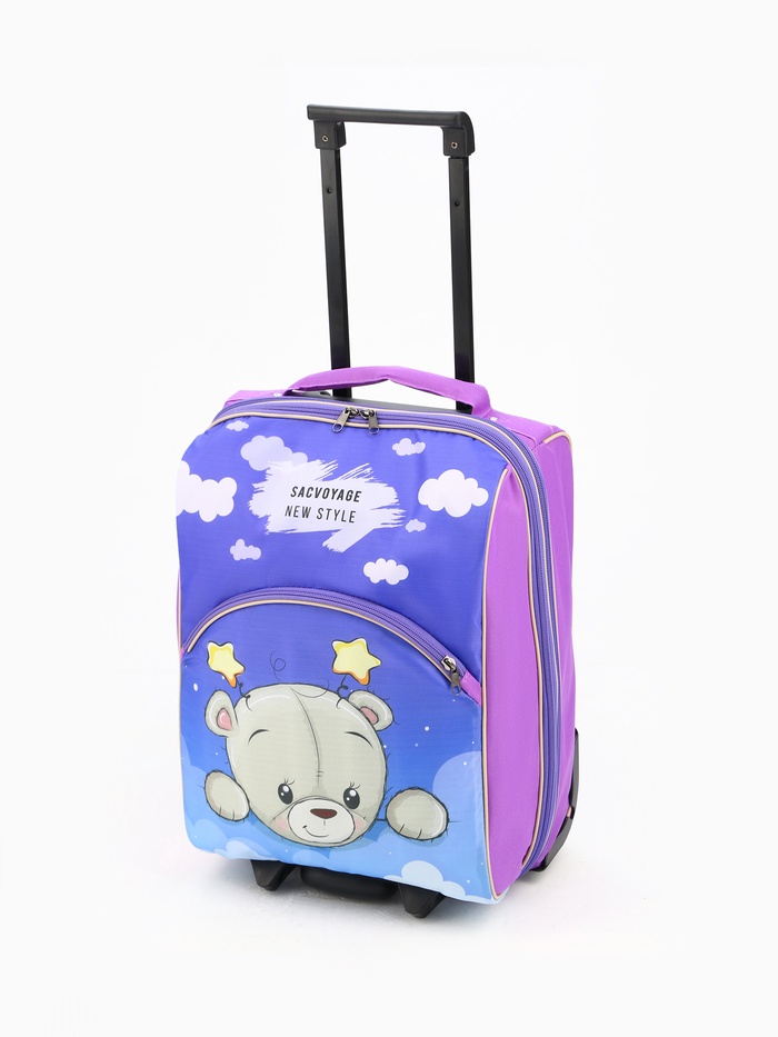 Чемодан детский 34 л (XS), Sacvoyage, отдел на молнии, сиреневый - Фото 1