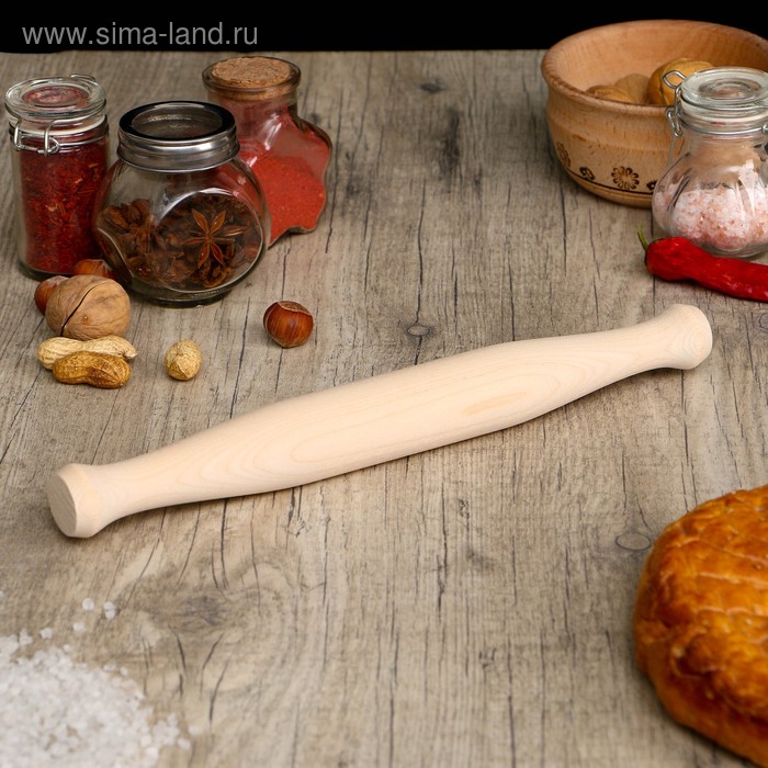 Скалка для теста, дерево берёза, 30×3.5 см - Фото 1