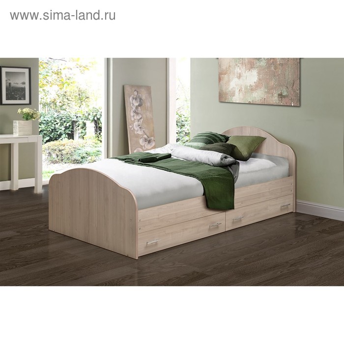 Кровать на уголках №1 с ящиками, 800 × 2000 мм, цвет ясень шимо светлый