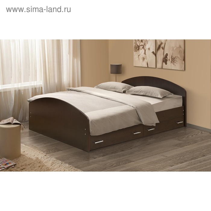 Кровать на уголках №2 с ящиками, 1600 × 1900 мм, цвет венге