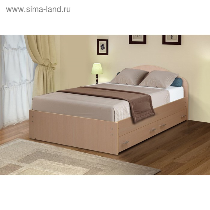 Кровать на уголках №3 с ящиками, 1600 × 1900 мм, цвет молочный дуб