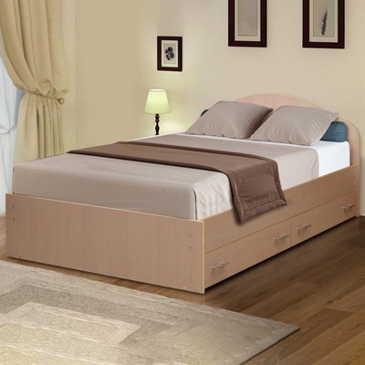 Кровать на уголках №3 с ящиками, 1200×2000 мм, цвет молочный дуб