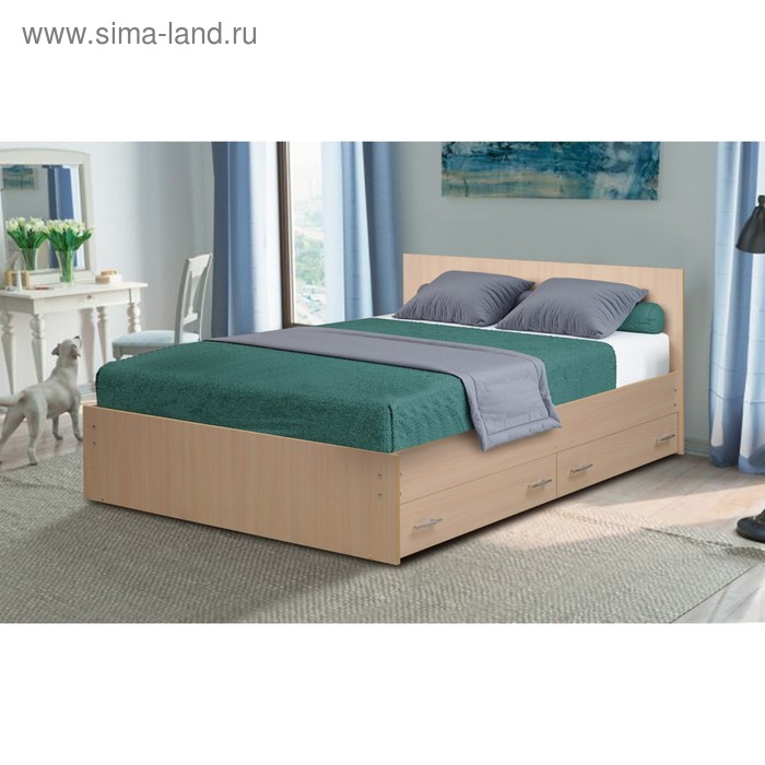 Кровать на уголках №4 с ящиками, 1800 × 1900 мм, цвет молочный дуб