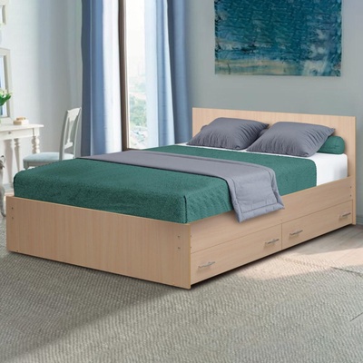 Кровать на уголках №4 с ящиками, 1200×2000 мм, цвет молочный дуб