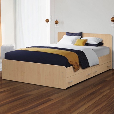 Кровать на уголках №5 с ящиками, 1200х2000 мм, цвет клён