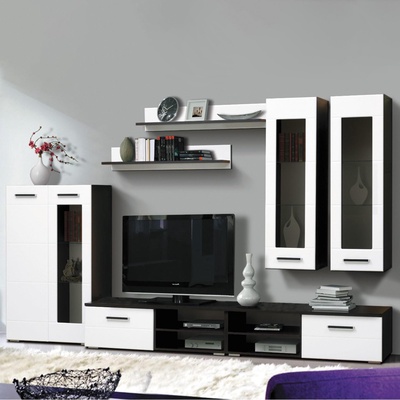 Гостиная «Грация 1.1», 3200х520х2000 мм, фасады МДФ, цвет венге / белый глянец