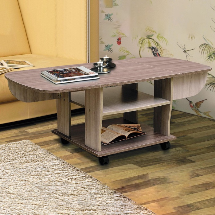 Стол журнальный №14, 600/1200х600х505 мм, цвет ясень шимо светлый / ясень шимо тёмный - Фото 1