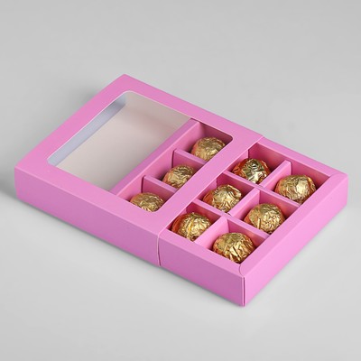 Коробка под 9 конфет с обечайкой, сиреневый, 14.5×14.5×3.5 см