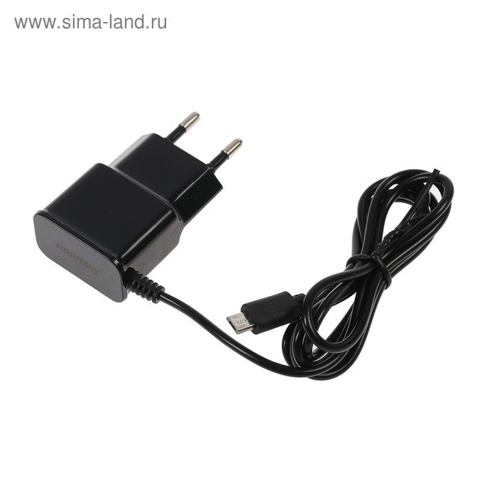 Сетевое зарядное устройство Smartbuy FLASH, 1 A, microUSB, черное - Фото 1