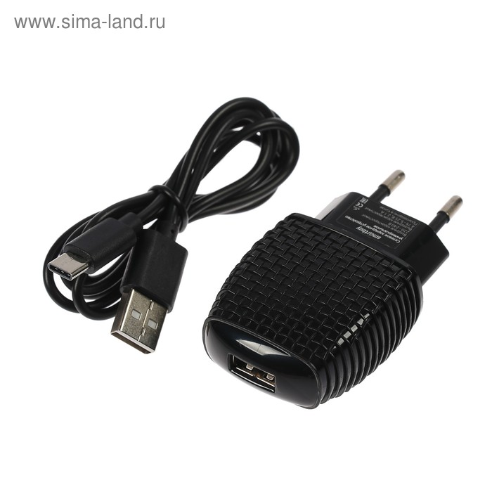 Сетевое зарядное устройство SmartBuy NOVA, 2.1 A, USB - USB 3.1 Type-C, черное - Фото 1