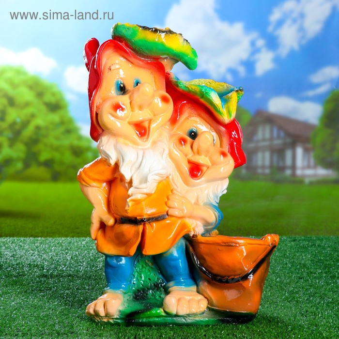Садовая фигура "Два гнома с водой" 47х21см - Фото 1