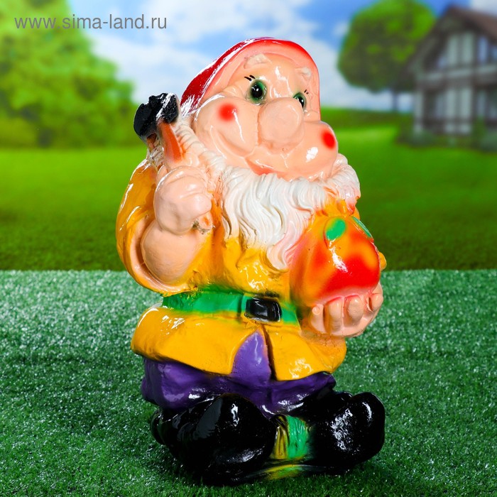 Садовая фигура "Гном с яблоками" 36х21см - Фото 1