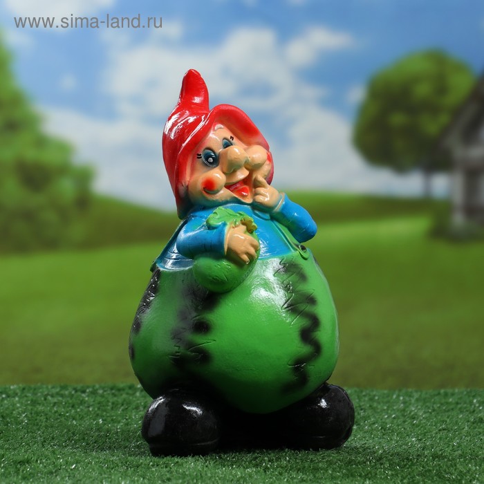 Садовая фигура "Гном в арбузе" 26х16см - Фото 1