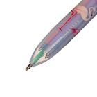 Ручка шариковая автоматическая 6-х цветная Фламинго, белая (штрихкод на штуке), в пакете - Фото 3
