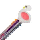 Ручка шариковая автоматическая 6-х цветная Фламинго, белая (штрихкод на штуке), в пакете - Фото 4
