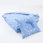 Комплект в кроватку (Одеяло детское, подушка фигурная), серый/голубой, бязь, хл100% - Фото 1