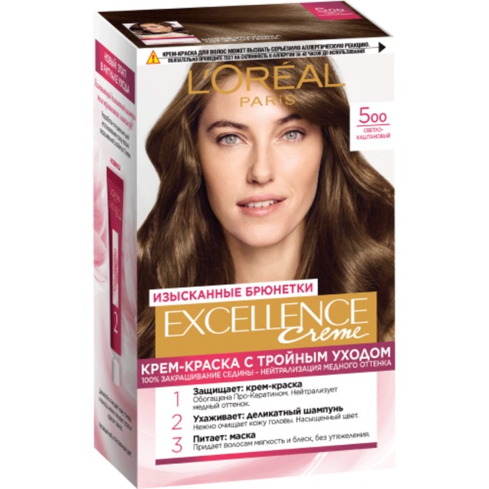 Крем-краска для волос L'Oreal Excellence Creme, тон 500 светло-каштановый