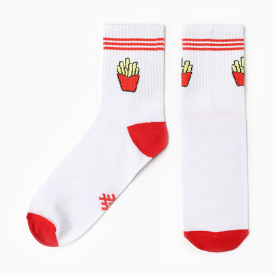 Носки женские KAFTAN «Картошка фри», размер 36-39 (23-25 см), белые