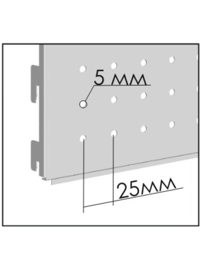 Панель для стеллажа, 35×101 см, перфорированная, шаг 2.5 см, белая
