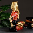 Фигура "Клеопатра с пантерой сидя большая" бронза/красный, 21х39х51см - Фото 2