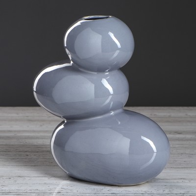 Ваза керамическая "Сбалансированные камни", настольная, серый цвет, 20.5 см