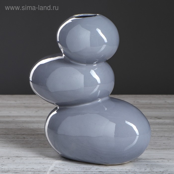 Ваза керамическая "Сбалансированные камни", настольная, серый цвет, 20.5 см - Фото 1