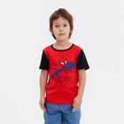 Футболка детская MARVEL «Человек паук», рост 98-104 (30), цвет красный/чёрный - фото 320348469