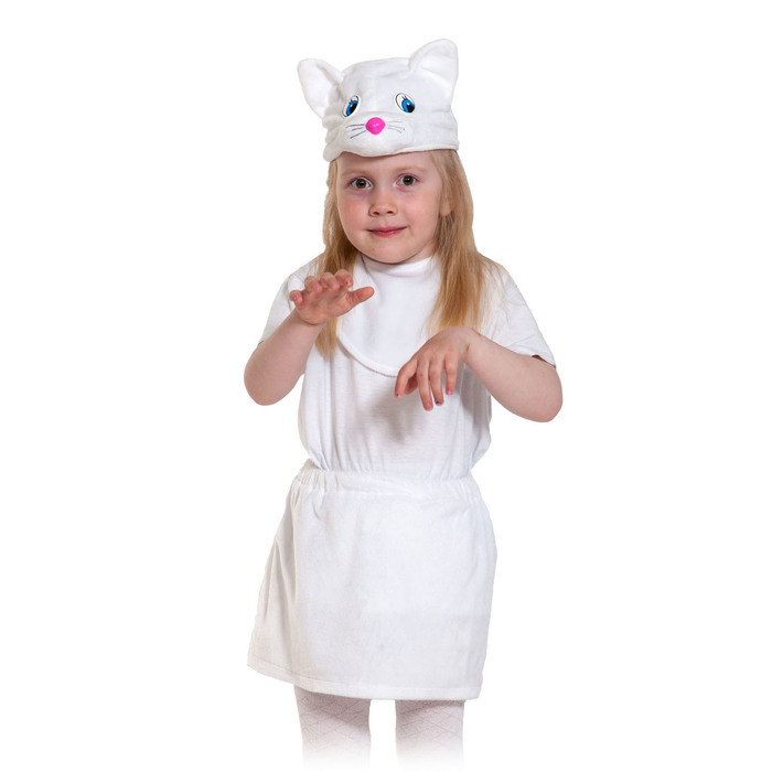 Карнавальный костюм «Кошечка белая», плюш лайт, рост 92-116 см