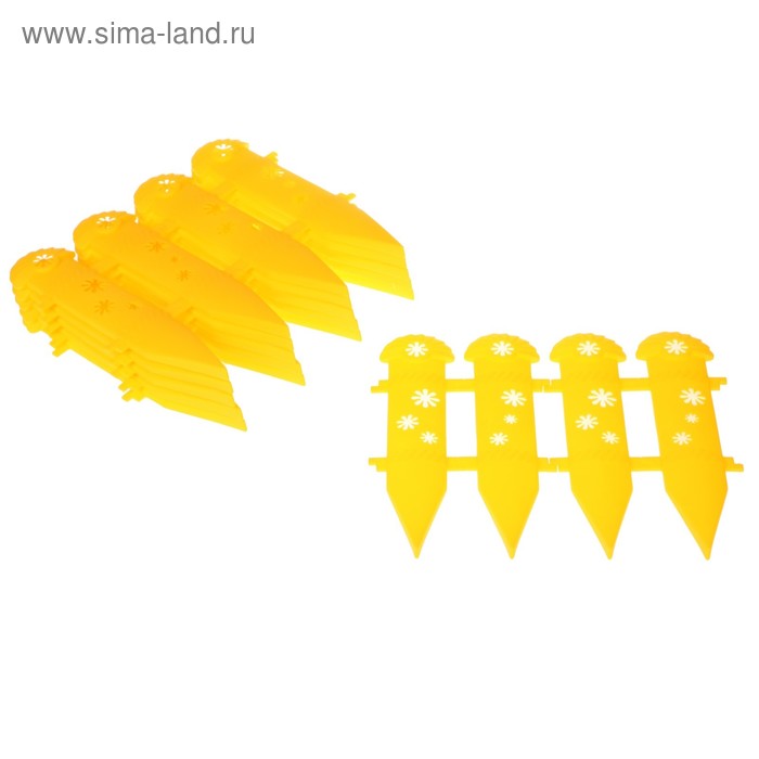 Ограждение декоративное, 36 × 240 см, 6 секций, пластик, МИКС, «Ромашки» - Фото 1