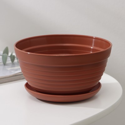 Горшок для цветов с подставкой «Алиса», 700 мл, d=15 см, h=8 см, цвет терракот