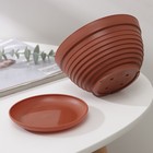 Горшок для цветов с подставкой «Алиса», 700 мл, d=15 см, h=8 см, цвет терракот - Фото 2